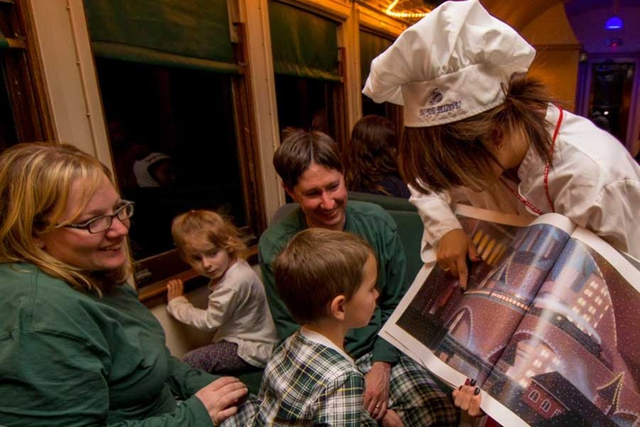 Polar Express reading the story