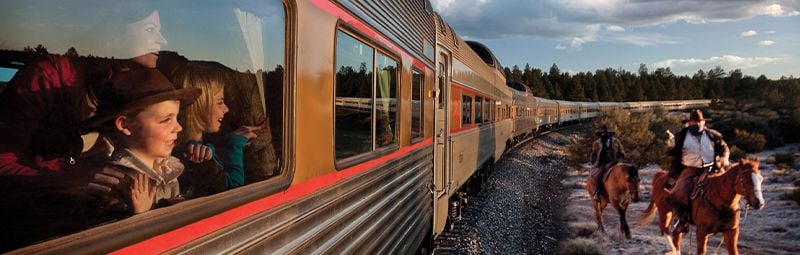 Kids on a Train to Grand Canyon