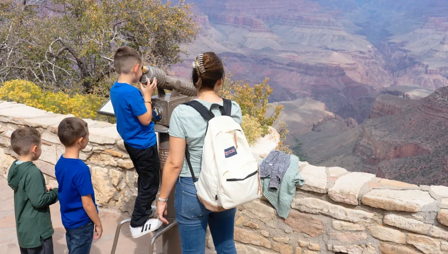 Looking through viewing scope at the Grand Canyon