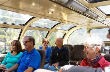 Guests riding in Observation Dome