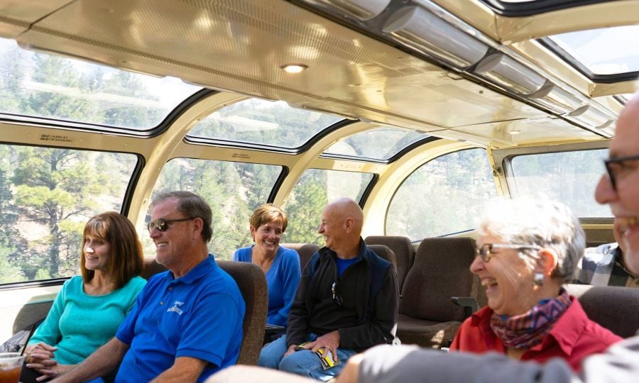 Guests riding in Observation Dome