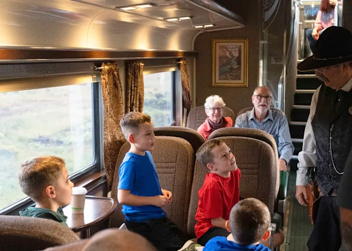 kids on train